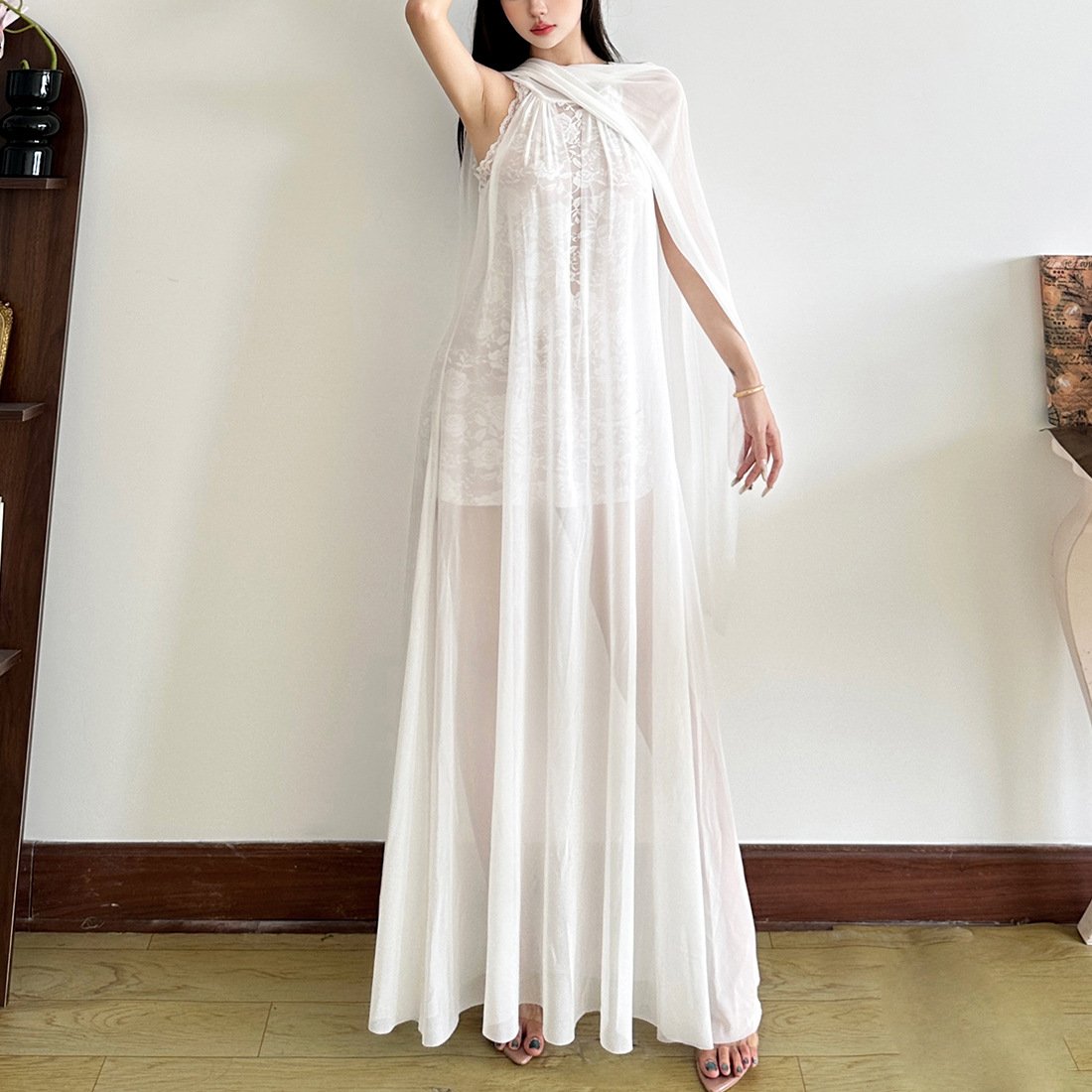 New Women's Sexy Halter Lace Stitching Dress - Image 3