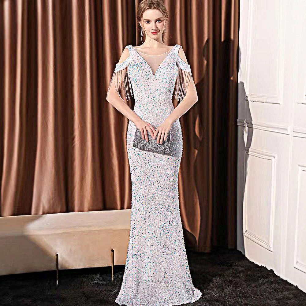 Sequin Long Slim Slimming Fishtail Dress - Image 5