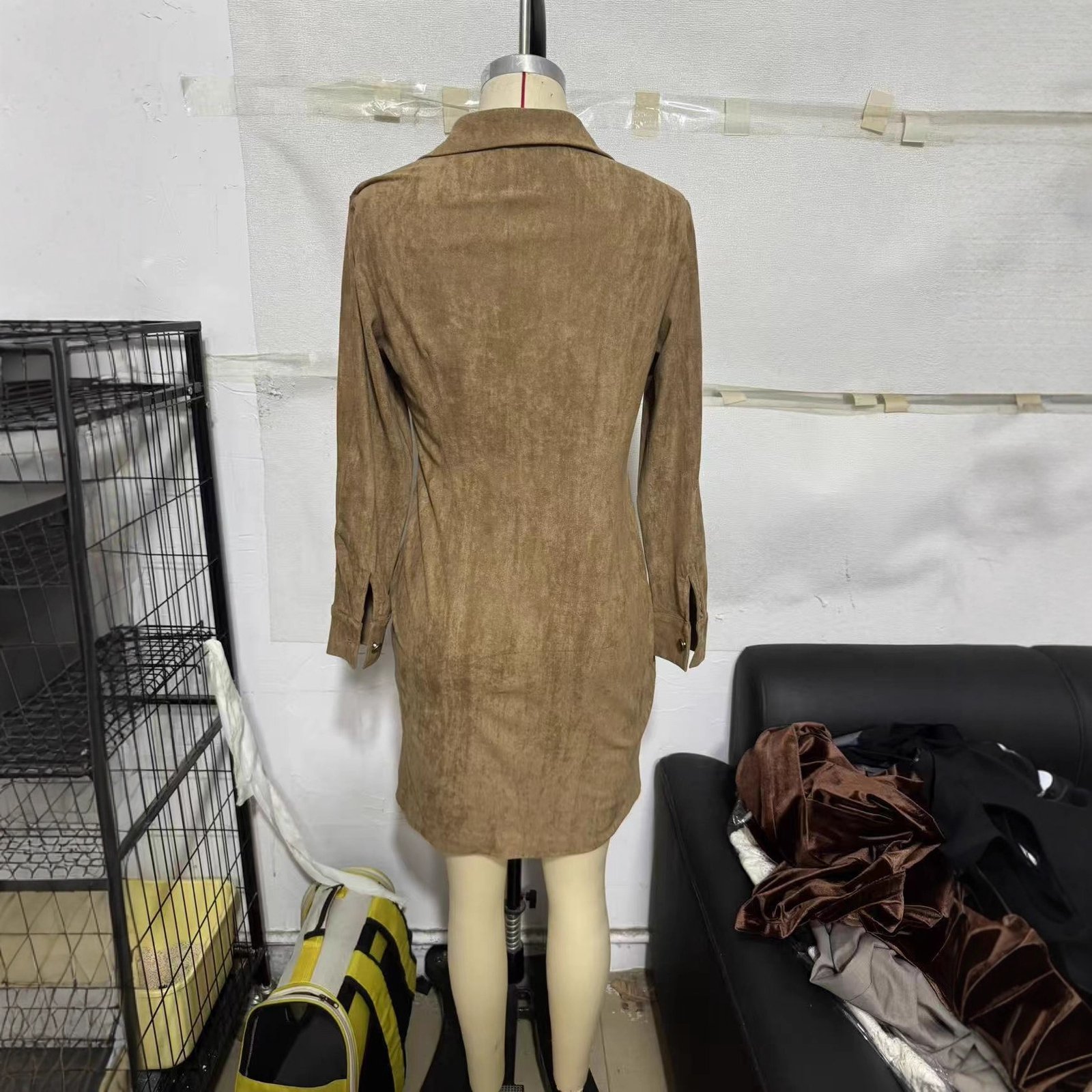 Retro British Style High Quality Cashmere Slim Fit Lapel Dress - Image 4