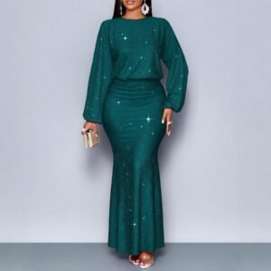 Hot Beads Long-sleeved Fishtail Dress