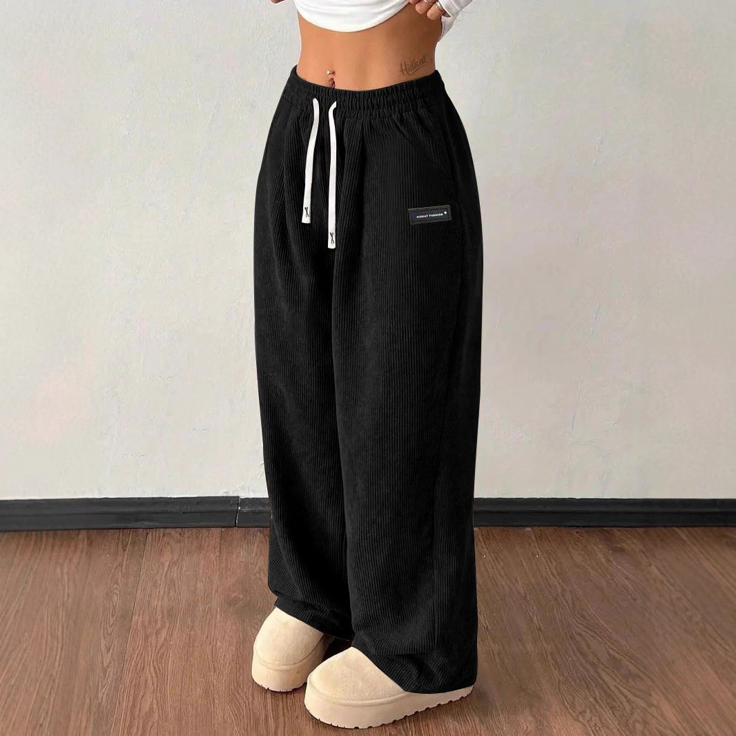 Loose Drawstring Solid Color Pocket Casual Versatile Pants Women's Pants - Image 2