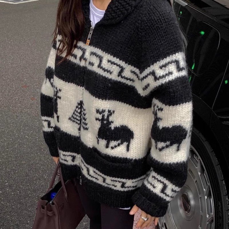 Korean Style New Christmas Atmosphere Zipper Sweater - Image 3