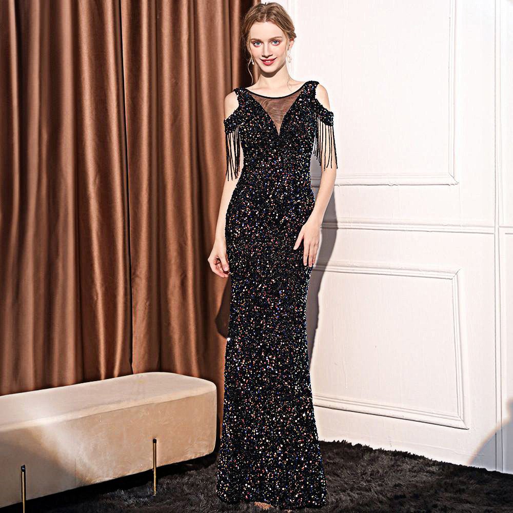 Sequin Long Slim Slimming Fishtail Dress - Image 8