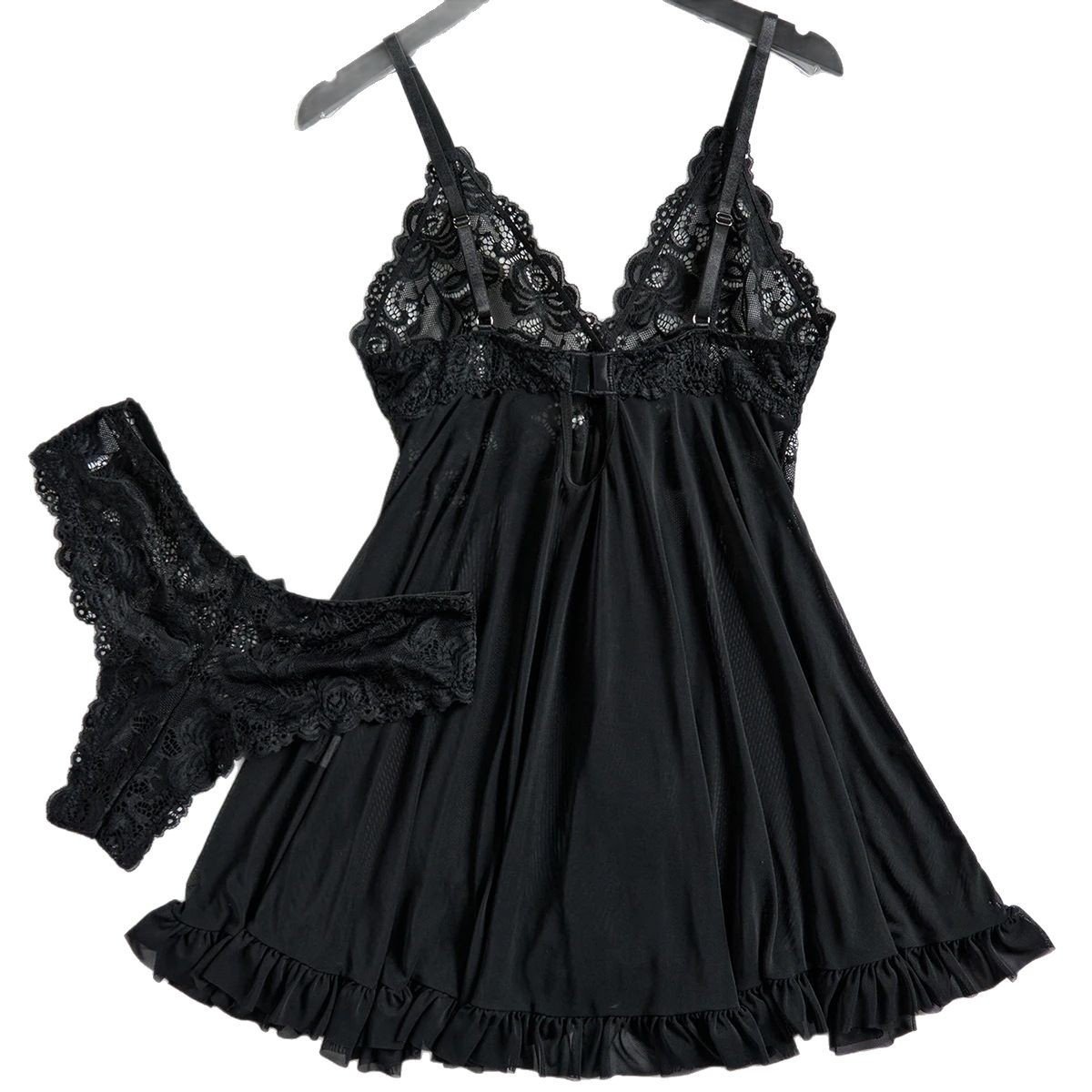 Sexy Lingerie Two-piece Lace Sling Light Mesh V-neck - Image 3