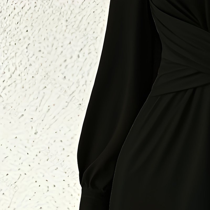 Women's Elegant Jumpsuit With Cross V-Neck & Long Sleeve Solid Color Belted Wide Leg Pantsuit For Office And Formal - Image 6