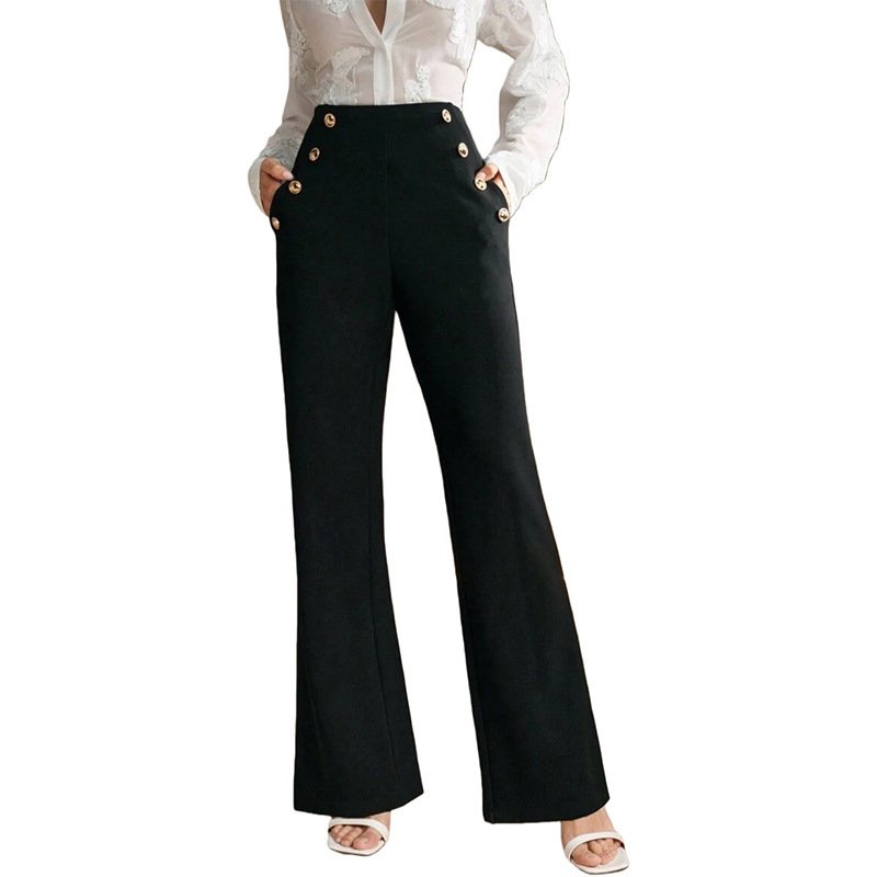 High Waist Flared Air Slimming Draped Pants Women - Image 7