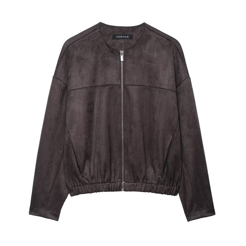Women's Simple Suede Effect Jacket - Image 5