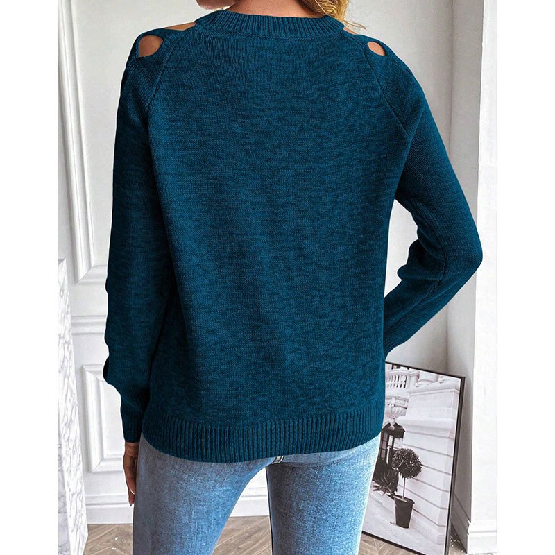 Women's Casual Long Sleeve Hollow Out shirt - Image 8