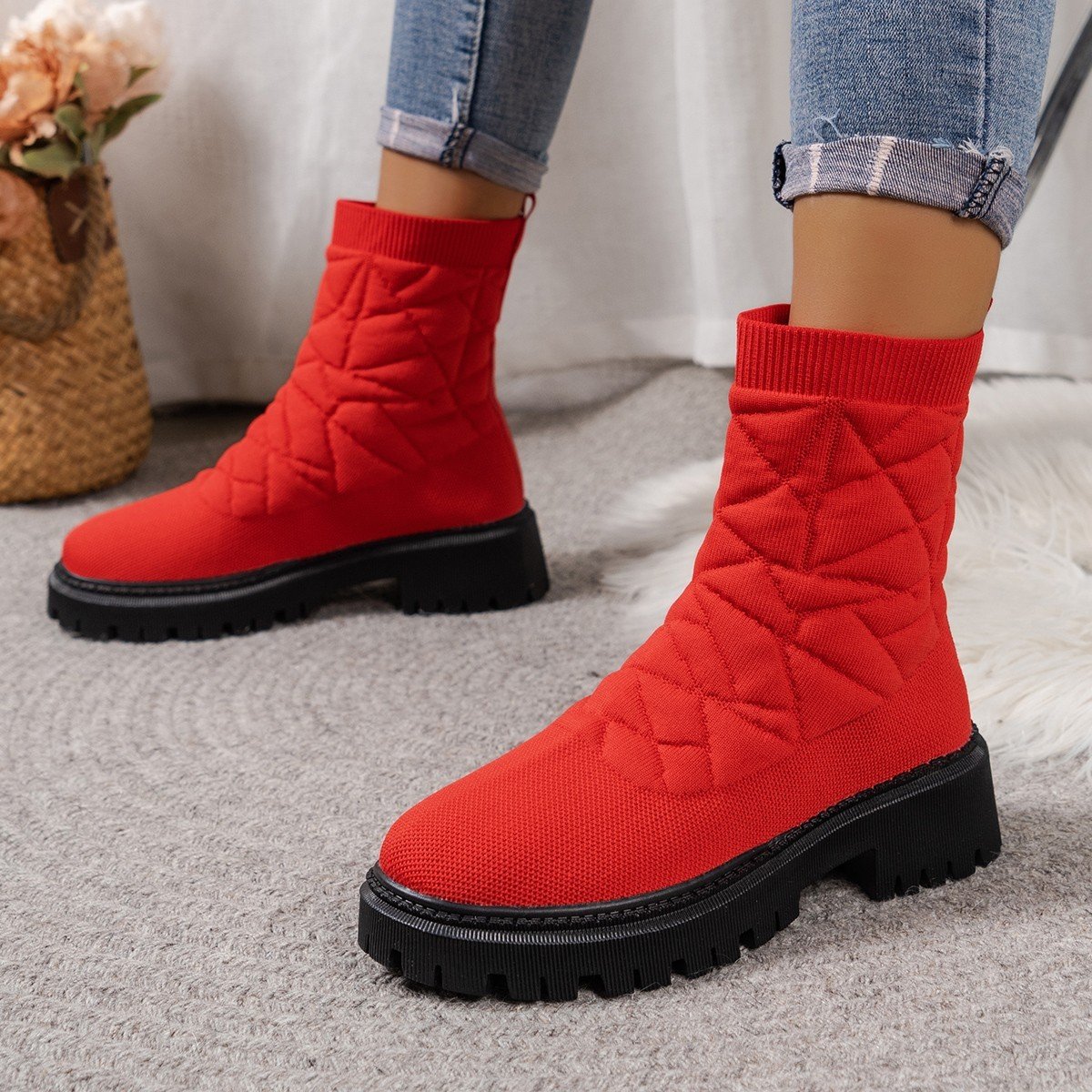 Flying Woven Plus Size Thick Bottom Casual Outdoor Martin Boots - Image 5