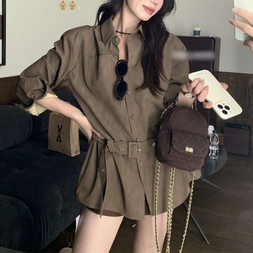 Versatile Fashion Mid-length Waist Trimming Versatile Shirt - Image 5