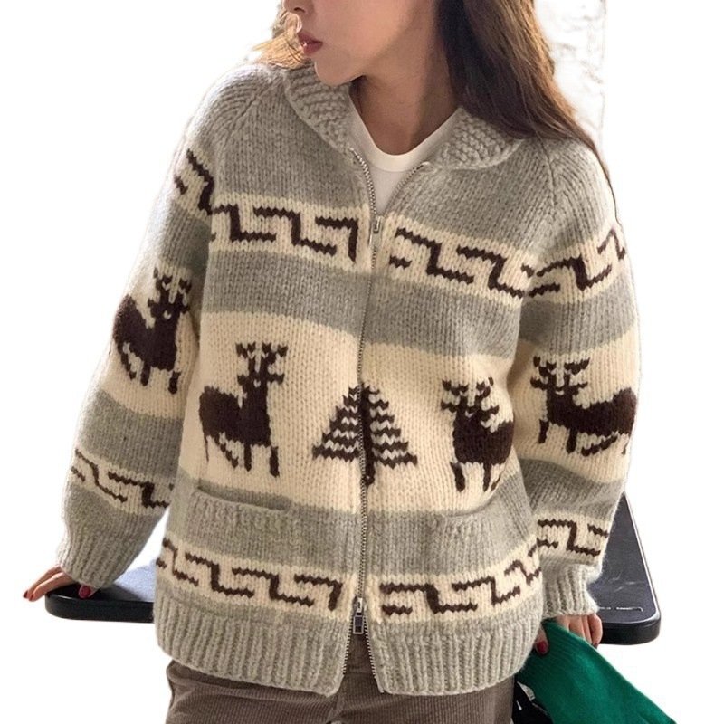 Korean Style New Christmas Atmosphere Zipper Sweater - Image 4
