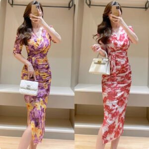 Oil Painting Rose Print Dress
