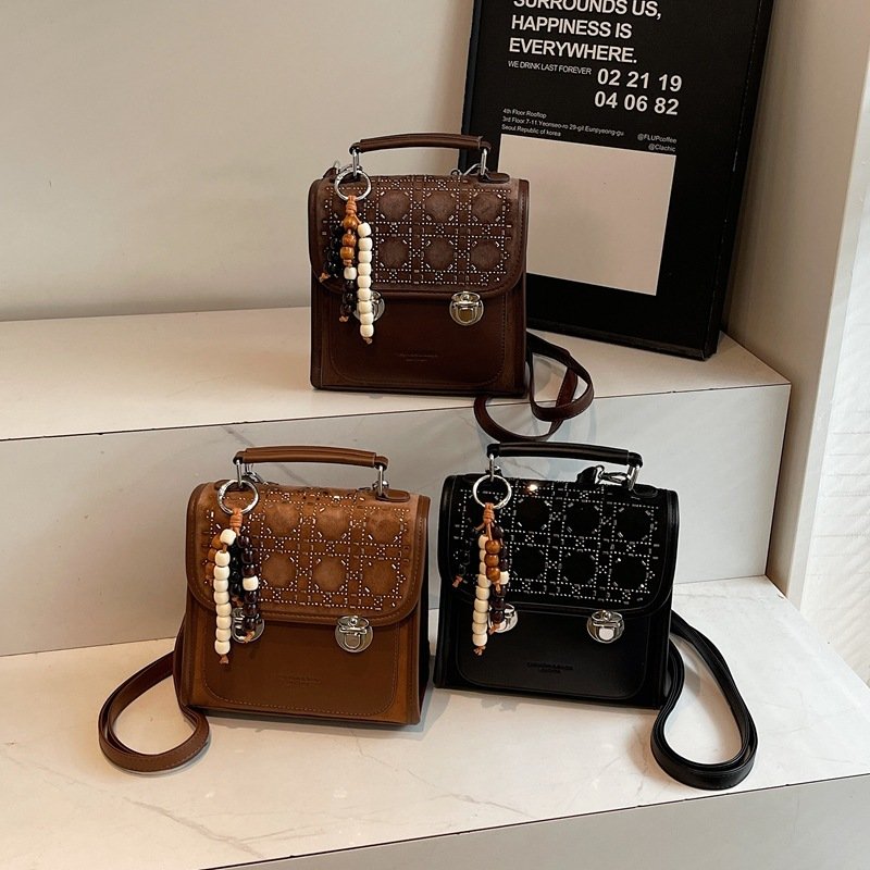 Bag Messenger Bag Women's Simple Small Square Bag Texture Backpack - Image 3