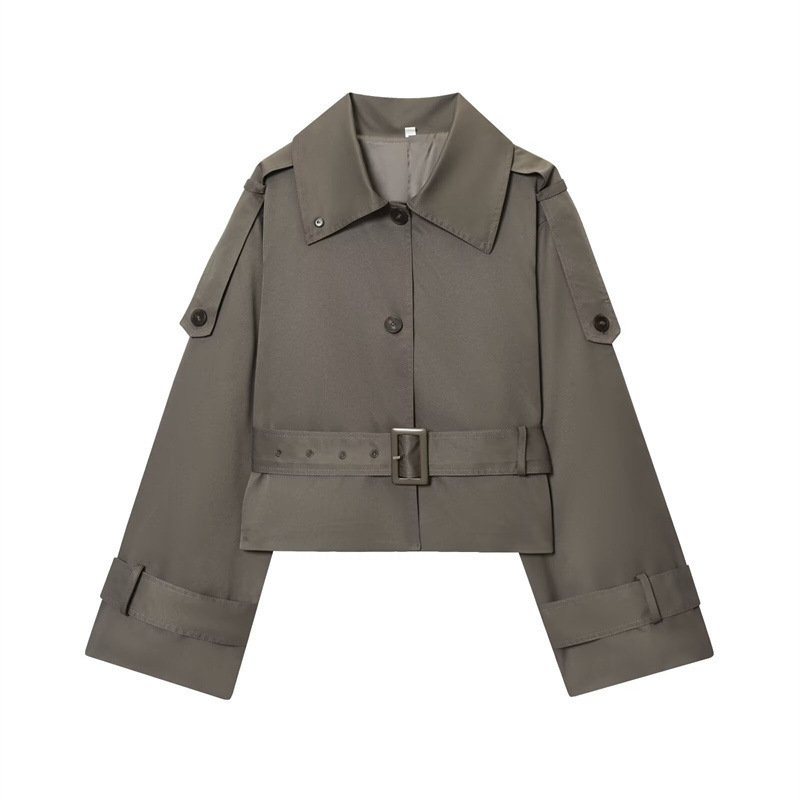 Women's Stand Collar Lapel Trench Coat - Image 5