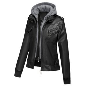 Large Size Women's Artificial Leather Women's Motorcycle Jacket