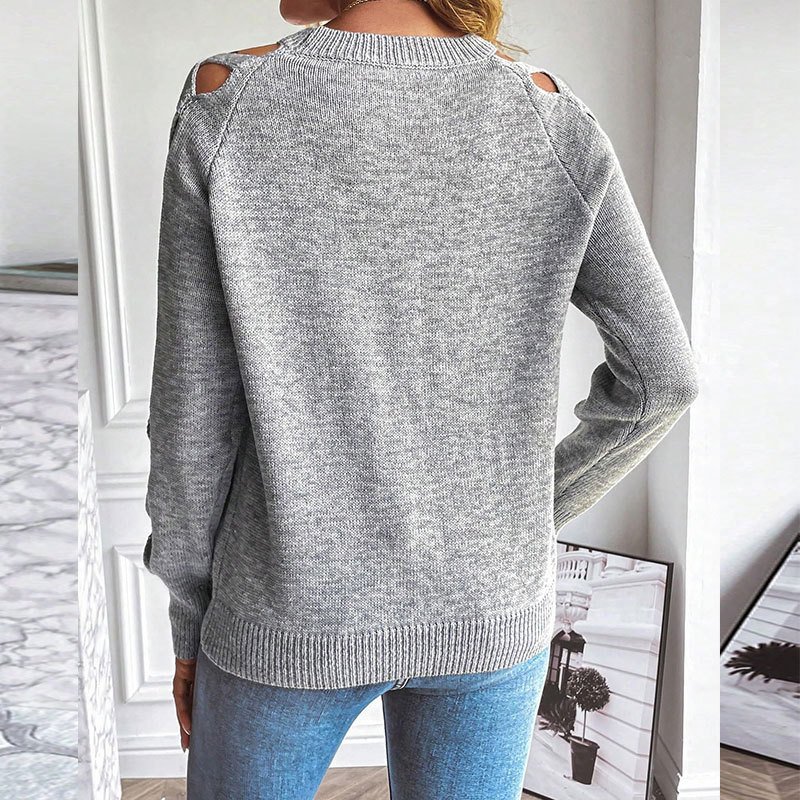 Women's Casual Long Sleeve Hollow Out shirt - Image 4