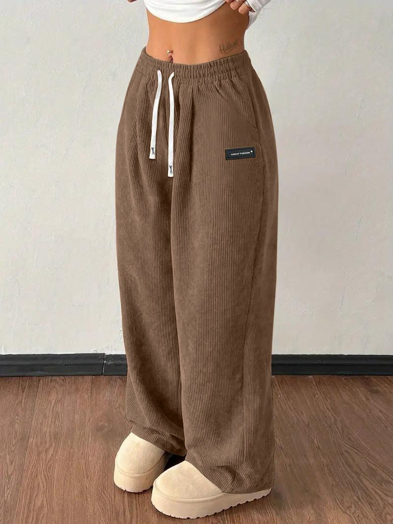 Loose Drawstring Solid Color Pocket Casual Versatile Pants Women's Pants - Image 10