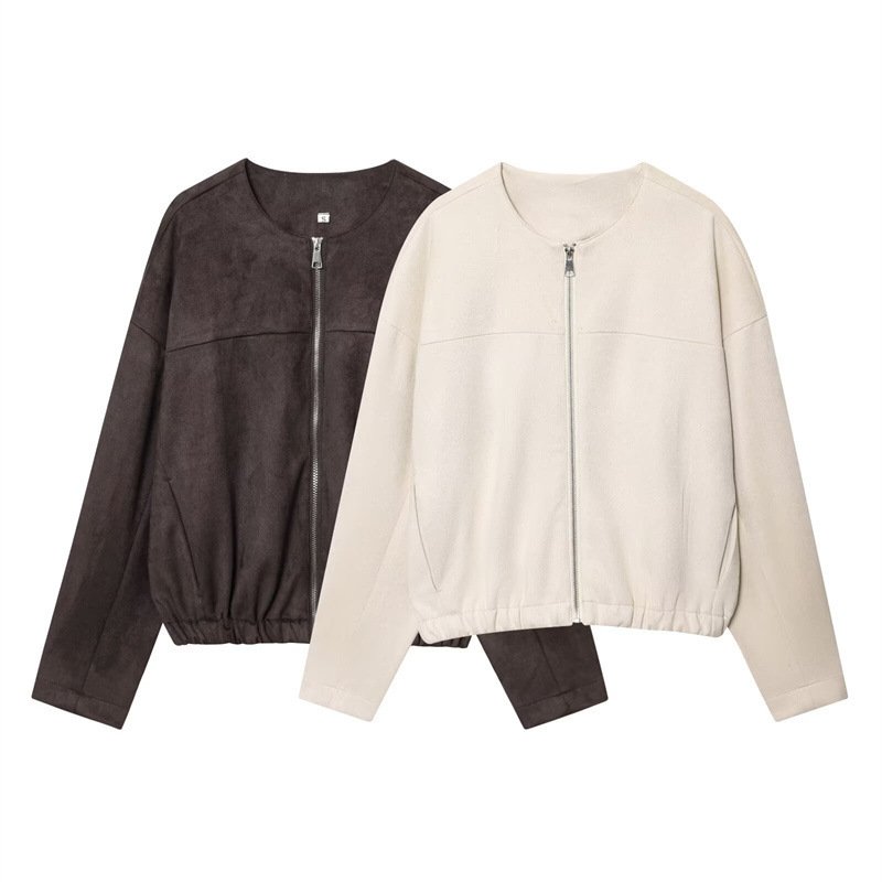 Women's Simple Suede Effect Jacket - Image 3