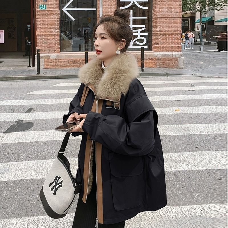 High-grade Fur-integrated Parka Cotton-padded Jacket - Image 3