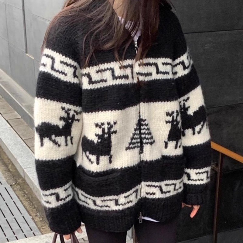 Korean Style New Christmas Atmosphere Zipper Sweater - Image 2