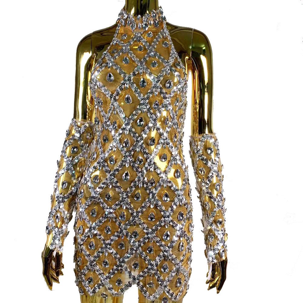 High-end Women's Rhinestone Sequined short Dress - Image 5