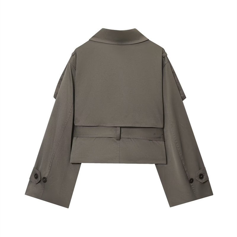 Women's Stand Collar Lapel Trench Coat - Image 6