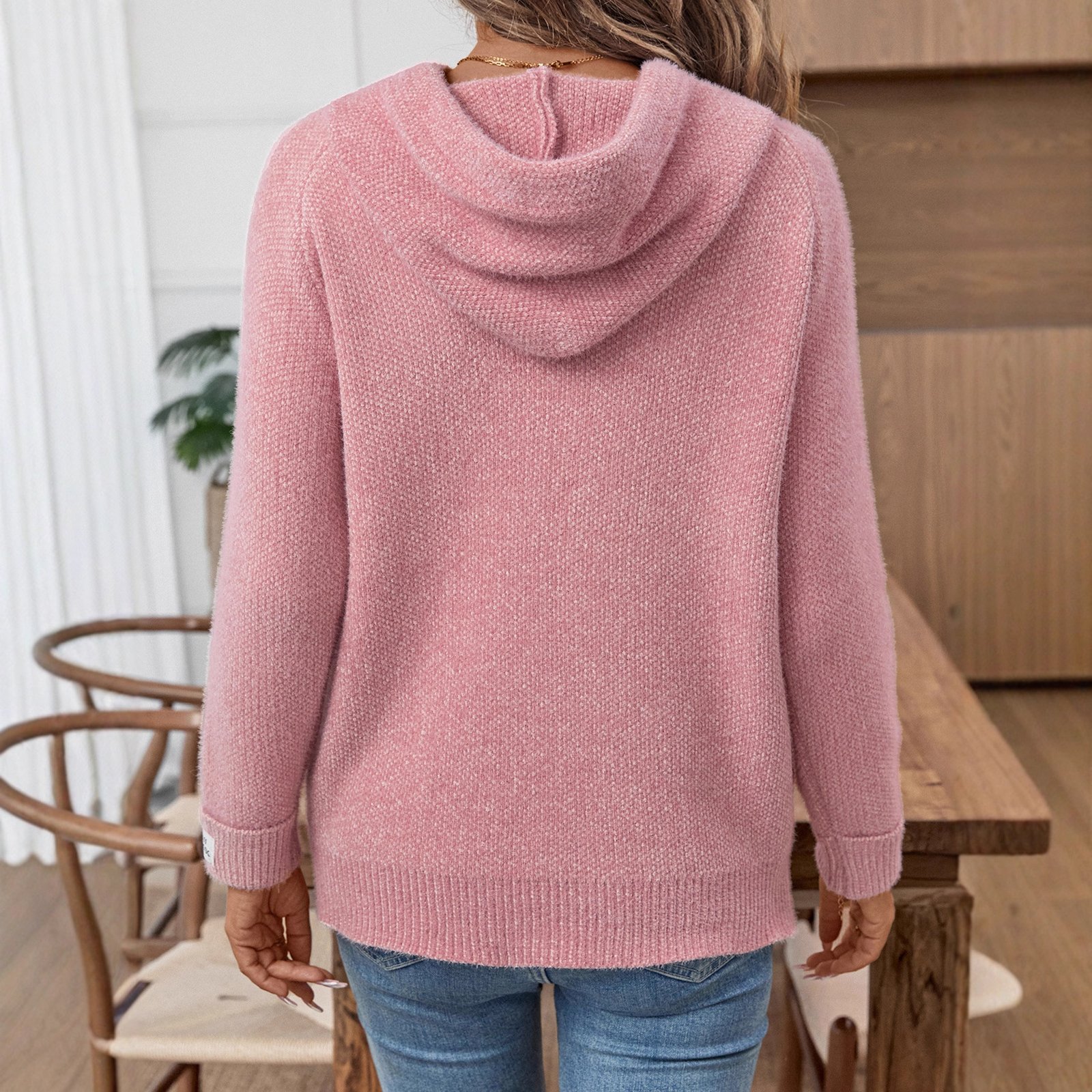 All-matching Lazy Style Mink-like Wool Hooded Sweater - Image 4