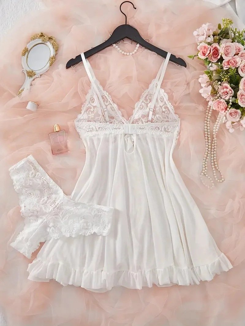 Sexy Lingerie Two-piece Lace Sling Light Mesh V-neck - Image 6