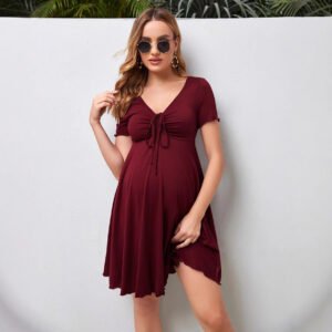 V-neck Short-sleeved Dress