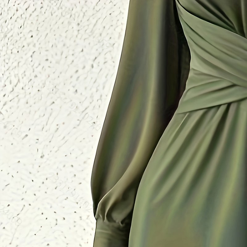 Women's Elegant Jumpsuit With Cross V-Neck & Long Sleeve Solid Color Belted Wide Leg Pantsuit For Office And Formal - Image 5