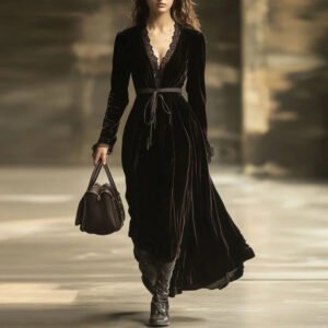 Retro Velvet Home Dress