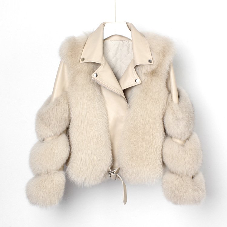 Real fur grass motorcycle fox coat - Image 4