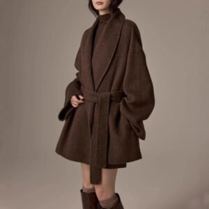 Spot Design Short Double-faced Wool Coat For Petite