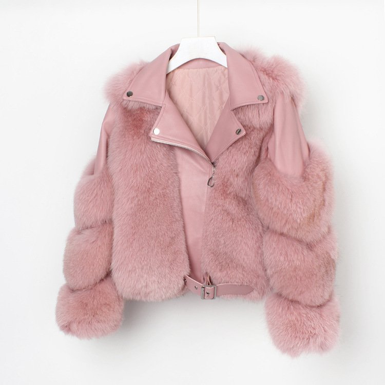 Real fur grass motorcycle fox coat - Image 2