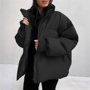 Thickened Cotton-padded Puffer Coat For Warmth In Fall And Winter