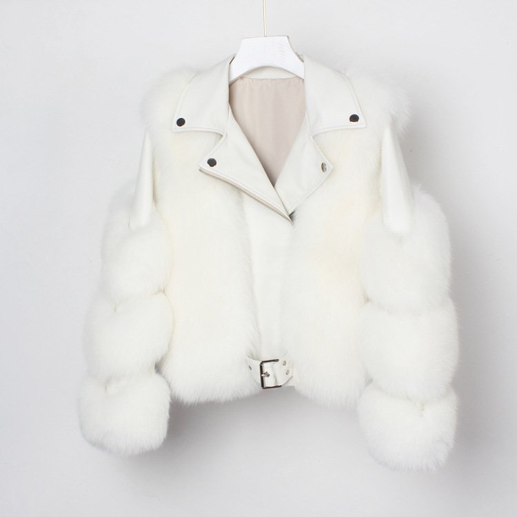 Real fur grass motorcycle fox coat - Image 7