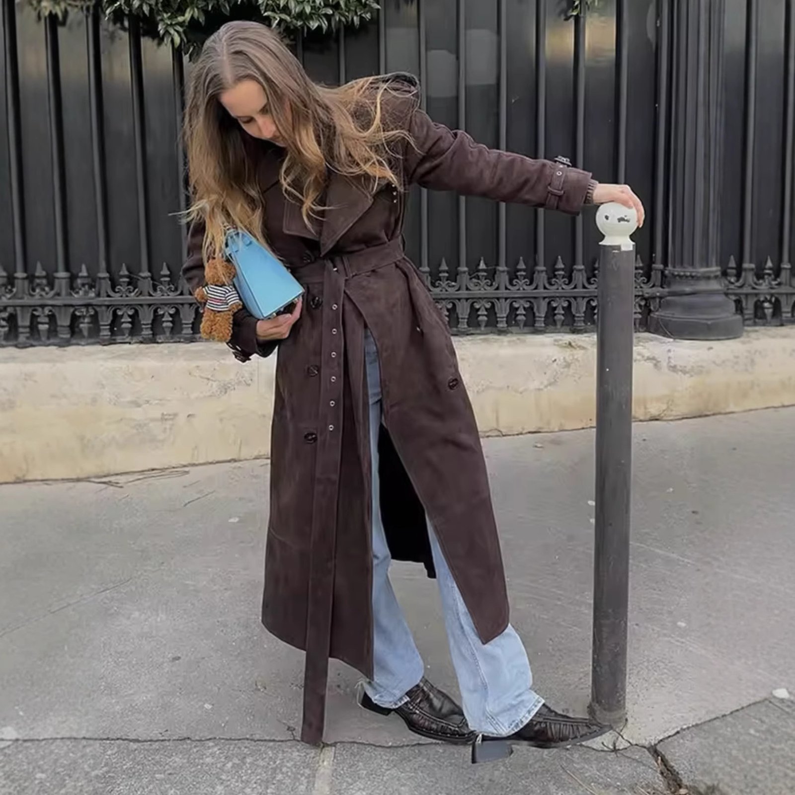 Womens Fashion Casual Mid Length Trench Coat Chic And Relaxed Fit Wool Outerwear - Image 2