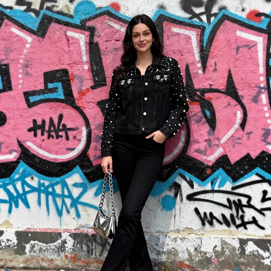 Women's Black Stylish Slim-fit Jacket Top - Image 2