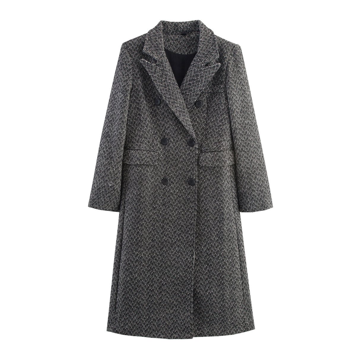 Womens British-style Commuter Herringbone Loose Wool Coat - Image 3