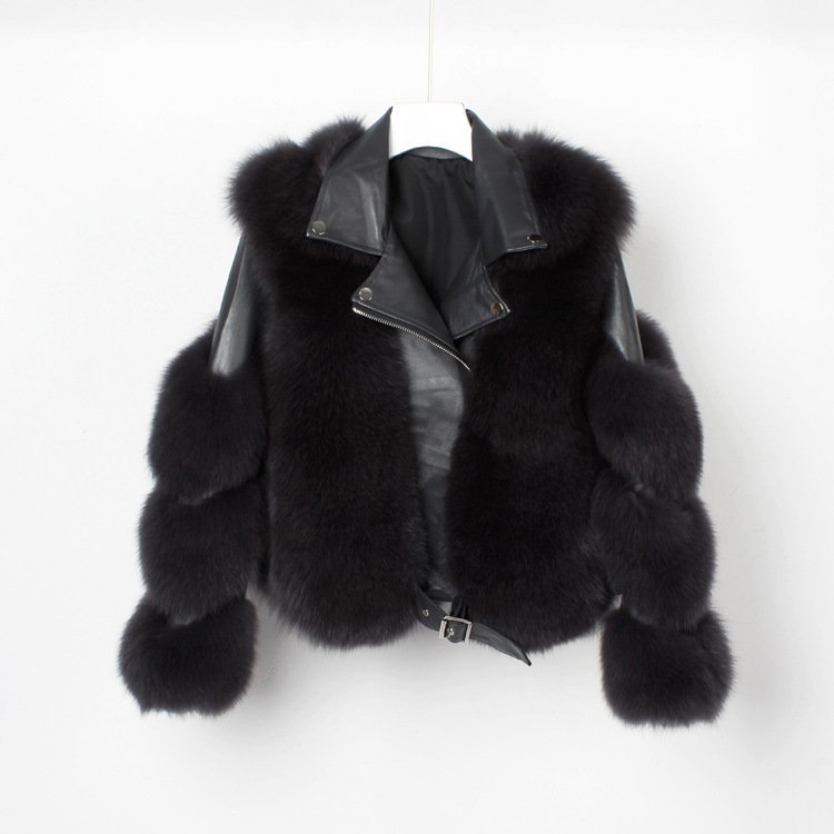 Real fur grass motorcycle fox coat - Image 3