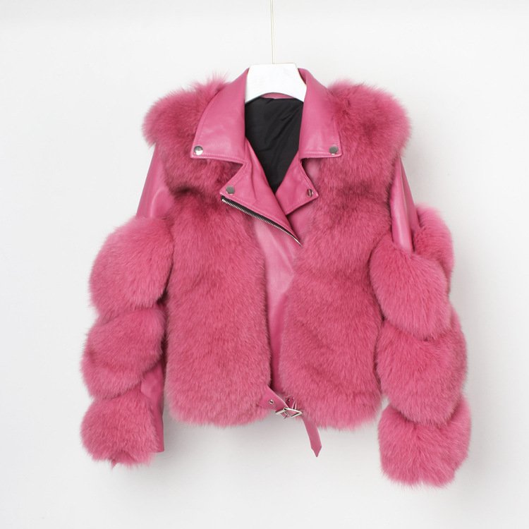 Real fur grass motorcycle fox coat - Image 6