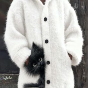 Plus-size Womens Printed Hooded Sweatshirt Jacket