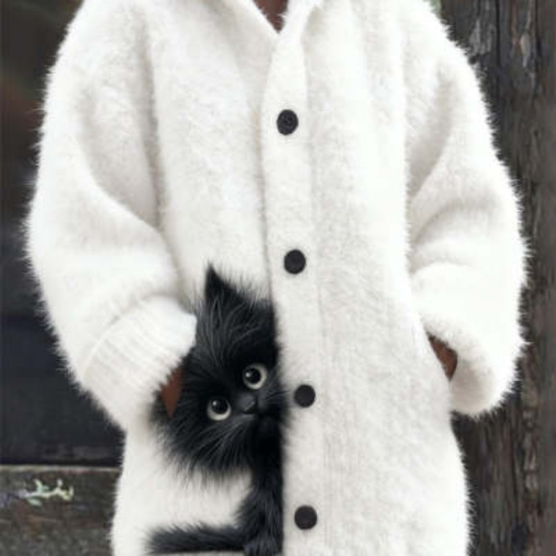 Plus-size Womens Printed Hooded Sweatshirt Jacket