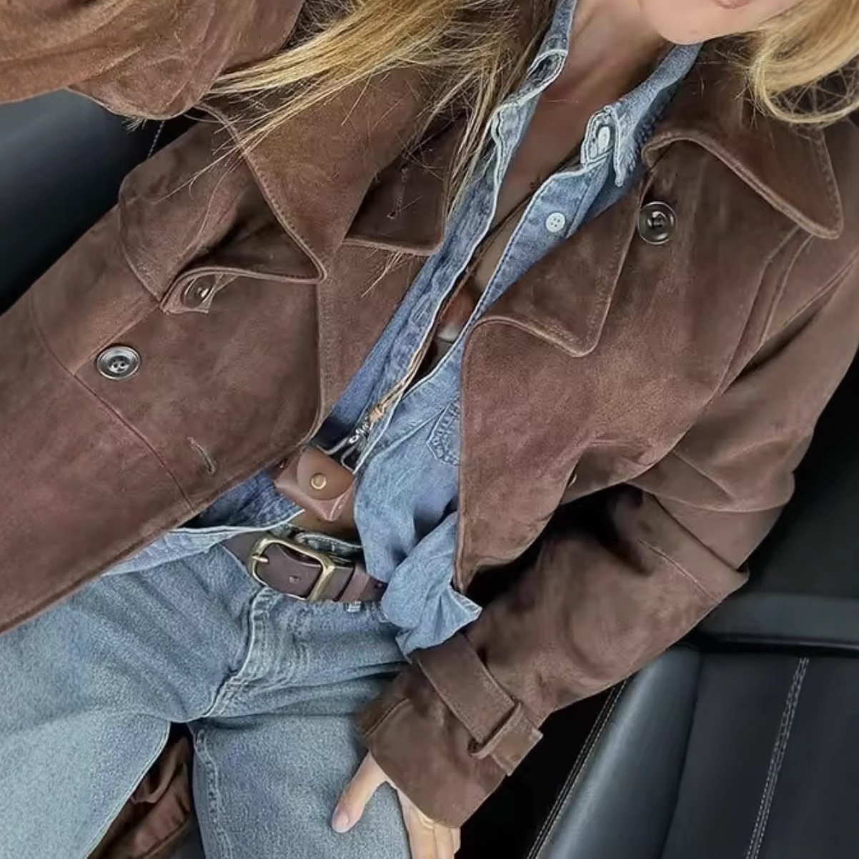 Womens Fashion Casual Mid Length Trench Coat Chic And Relaxed Fit Wool Outerwear - Image 7