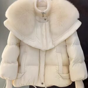 Parka Coat Petite Short Style Large Faux Fur Collar Thickened Cotton Jacket