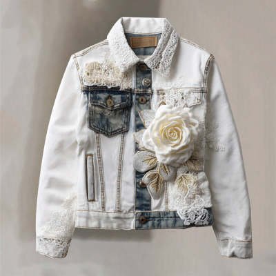 Printed Fashion High-Street Denim Jacket - Image 5