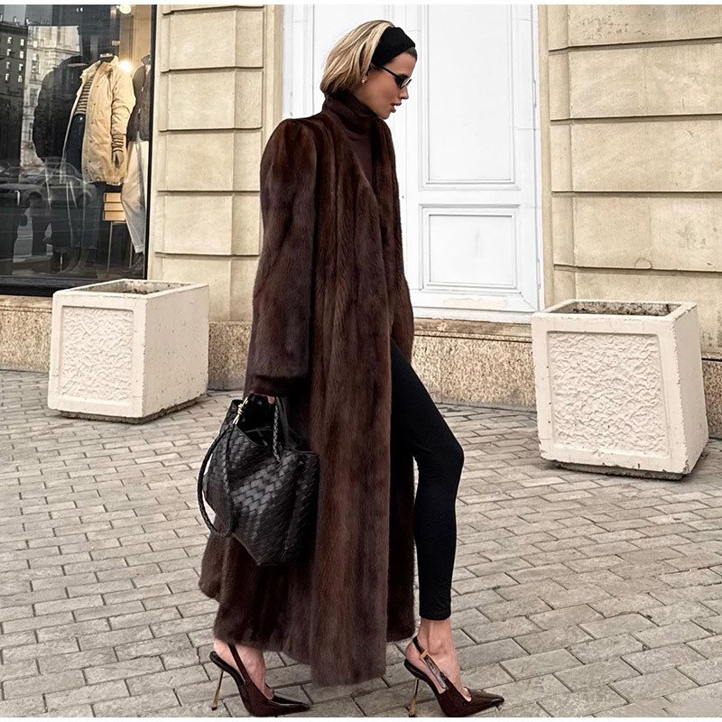 Elegant Sophisticated Long Faux Fur Coat - Image 4