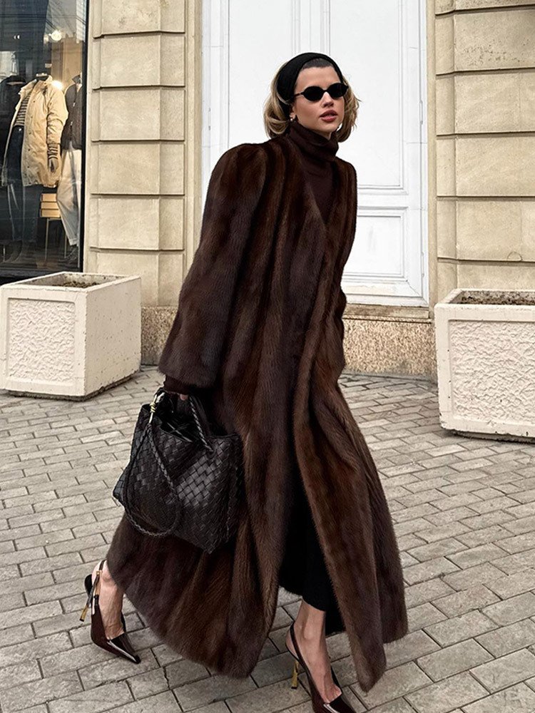 Elegant Sophisticated Long Faux Fur Coat - Image 5