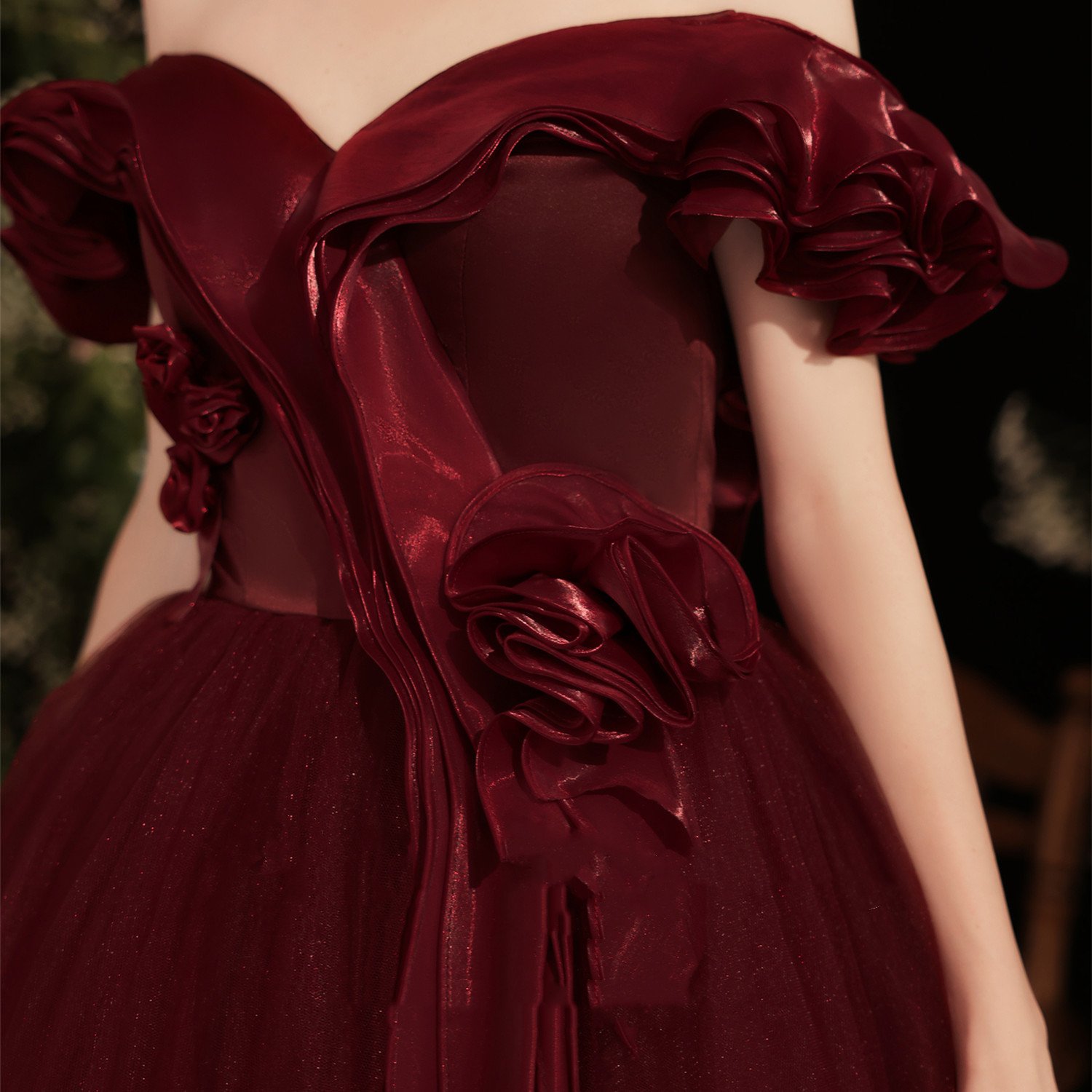 Grace Red Dinner Off Shoulder Dress - Image 4