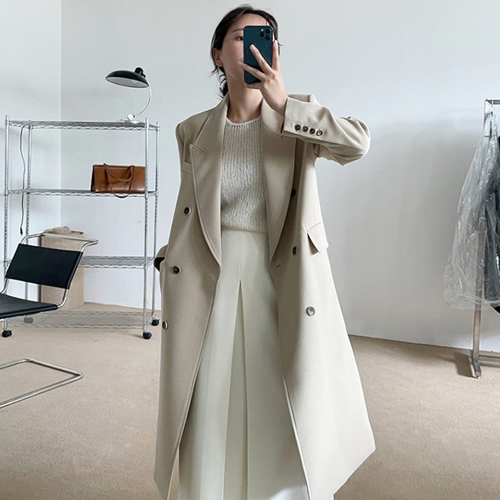 French-style Suit Collar Double-breasted Coat